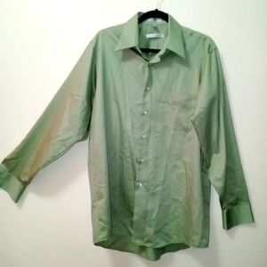 GEOFFREY BEENE BUTTONS UP SHIRT MEN LONG SLEEVE WRINKLE FREE GREEN SIZE LARGE